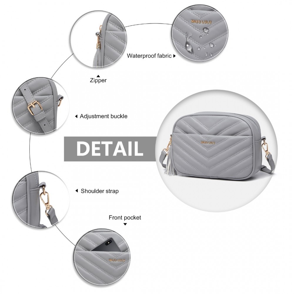 Miss Lulu dámska crossbody kabelka LA2119 - (sivá) LA2119-GY-(9)-1000x1000